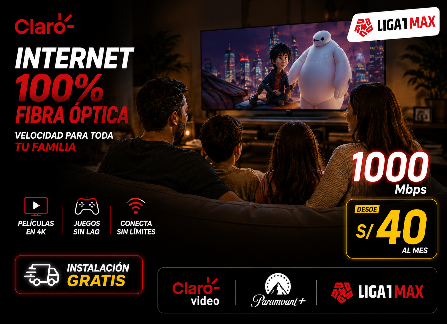 Internet fibra óptica para disfrutar películas en familia